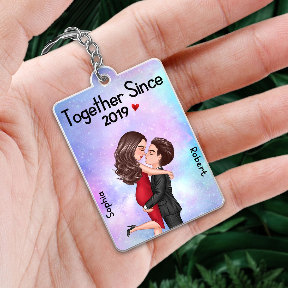 Hugging Kissing Doll Couple Together Since Favorite Song Scannable QR Code Personalized Acrylic Keychain