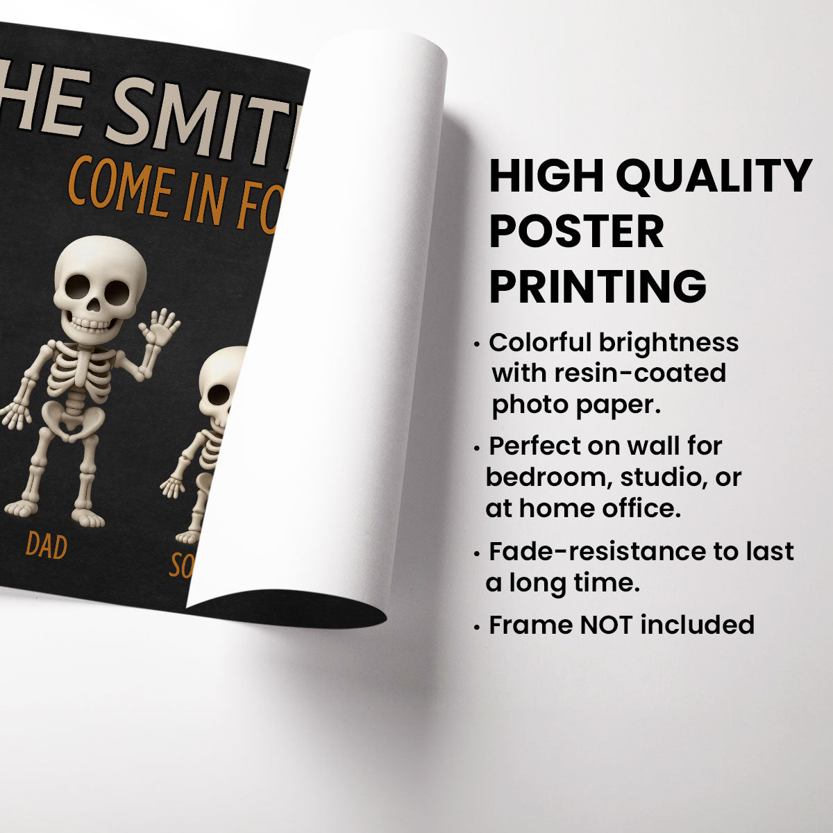 Halloween Funny Skeleton Family Personalized Poster, Halloween Decor