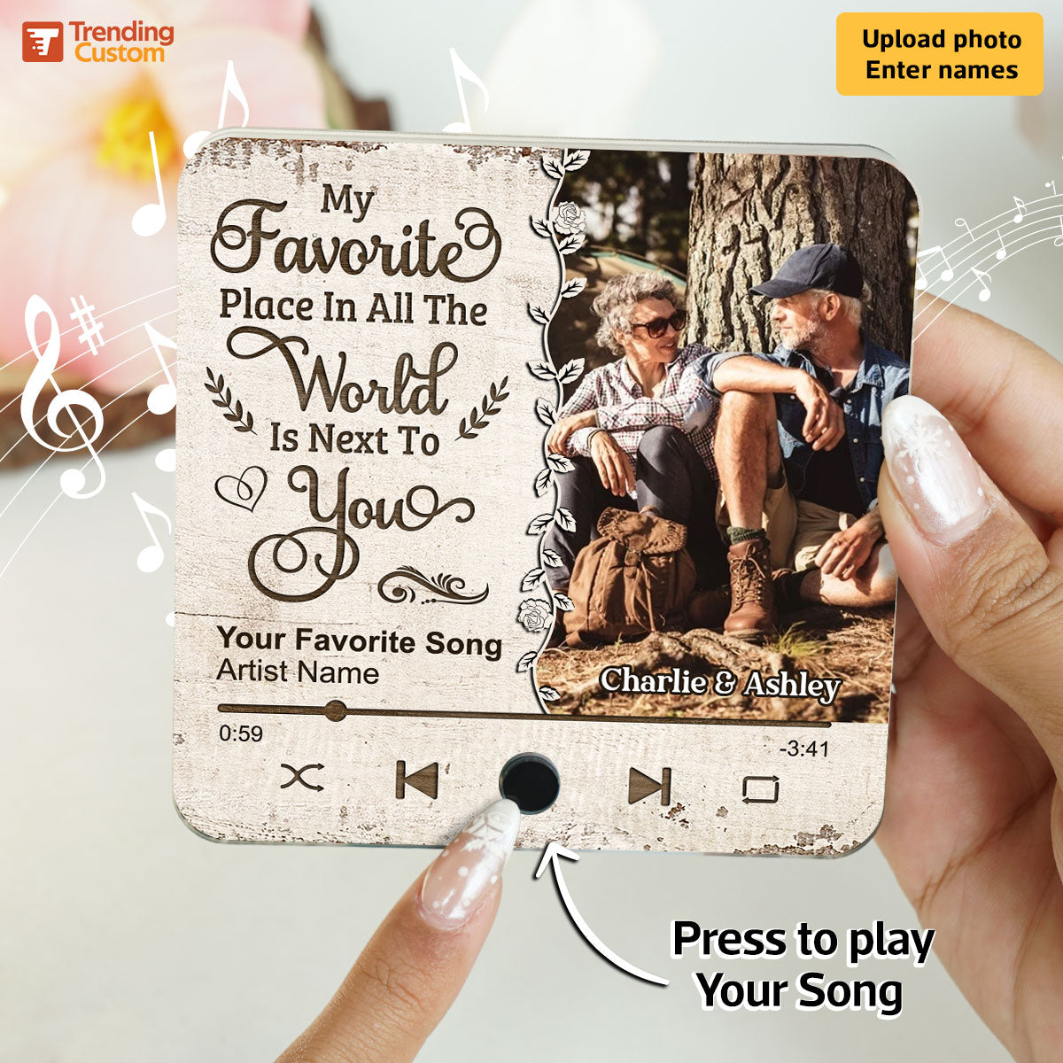 Favorite Place In The World Couple Custom Photo Personalized Music Fridge Magnet, Valentine's Day Gift For Him, For Her