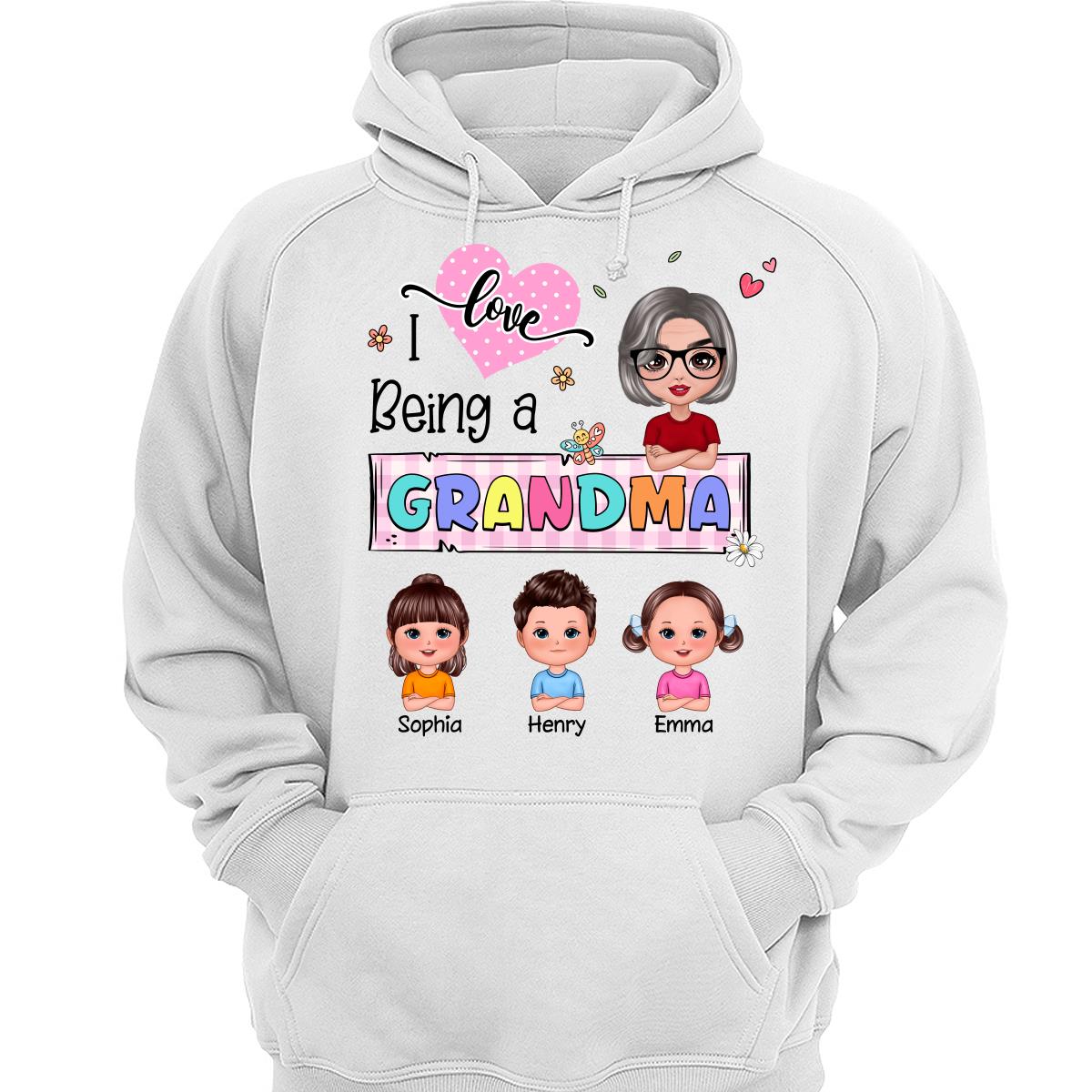 Love Being A Grandma Colorful Pastel Doll Grandma And Grandkids Personalized Shirt