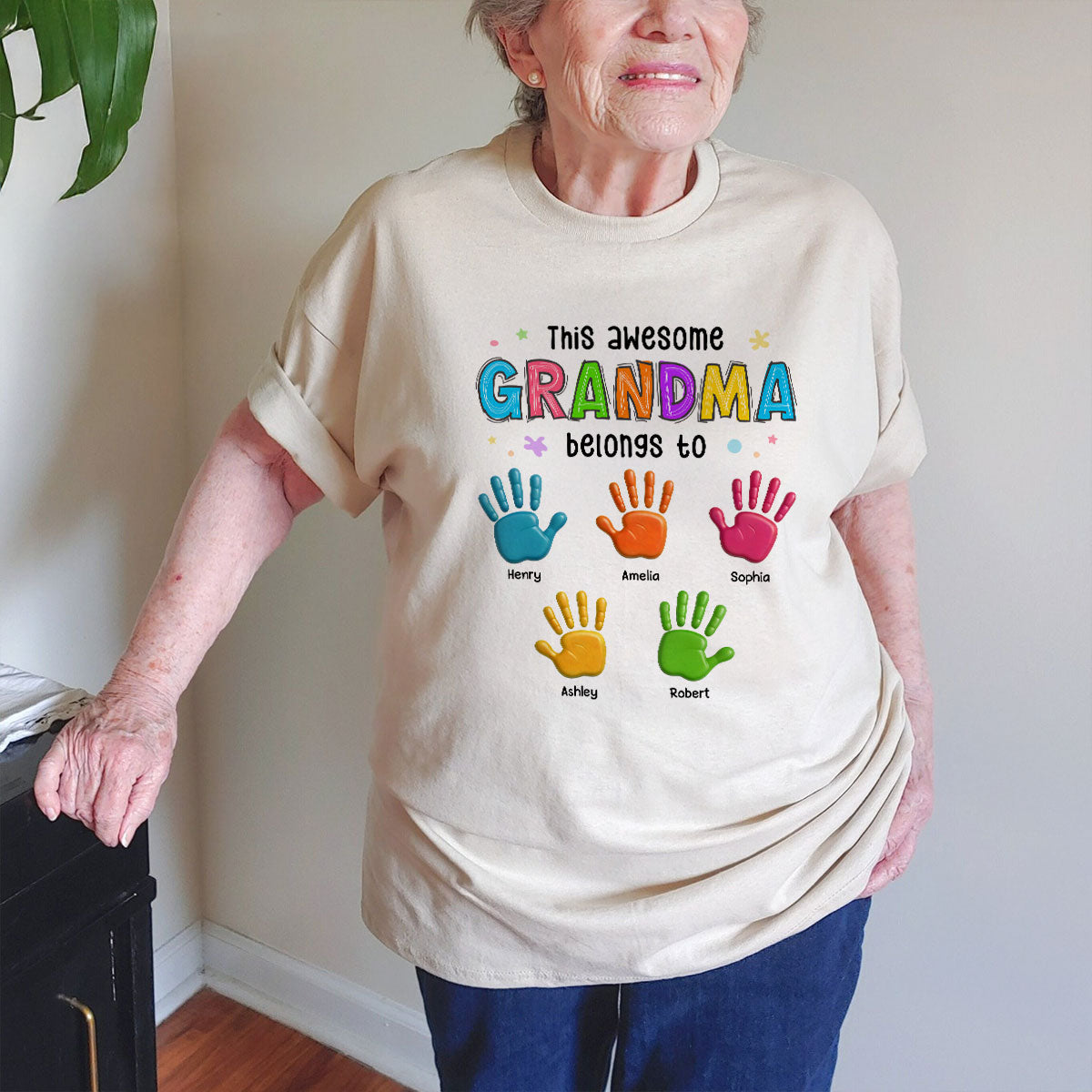 Belongs To Hand 3D Effect Colorful Handprints Personalized Shirt