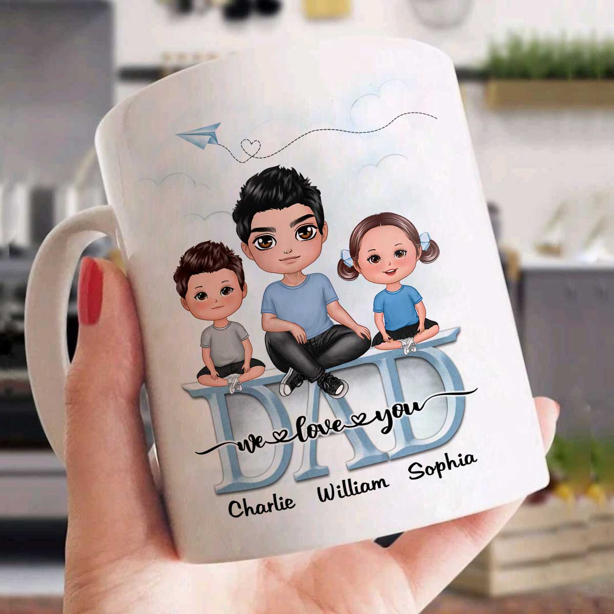 (campaign nang) Doll Dad Grandpa And Kids On Text Personalized Mug (campaign nang)