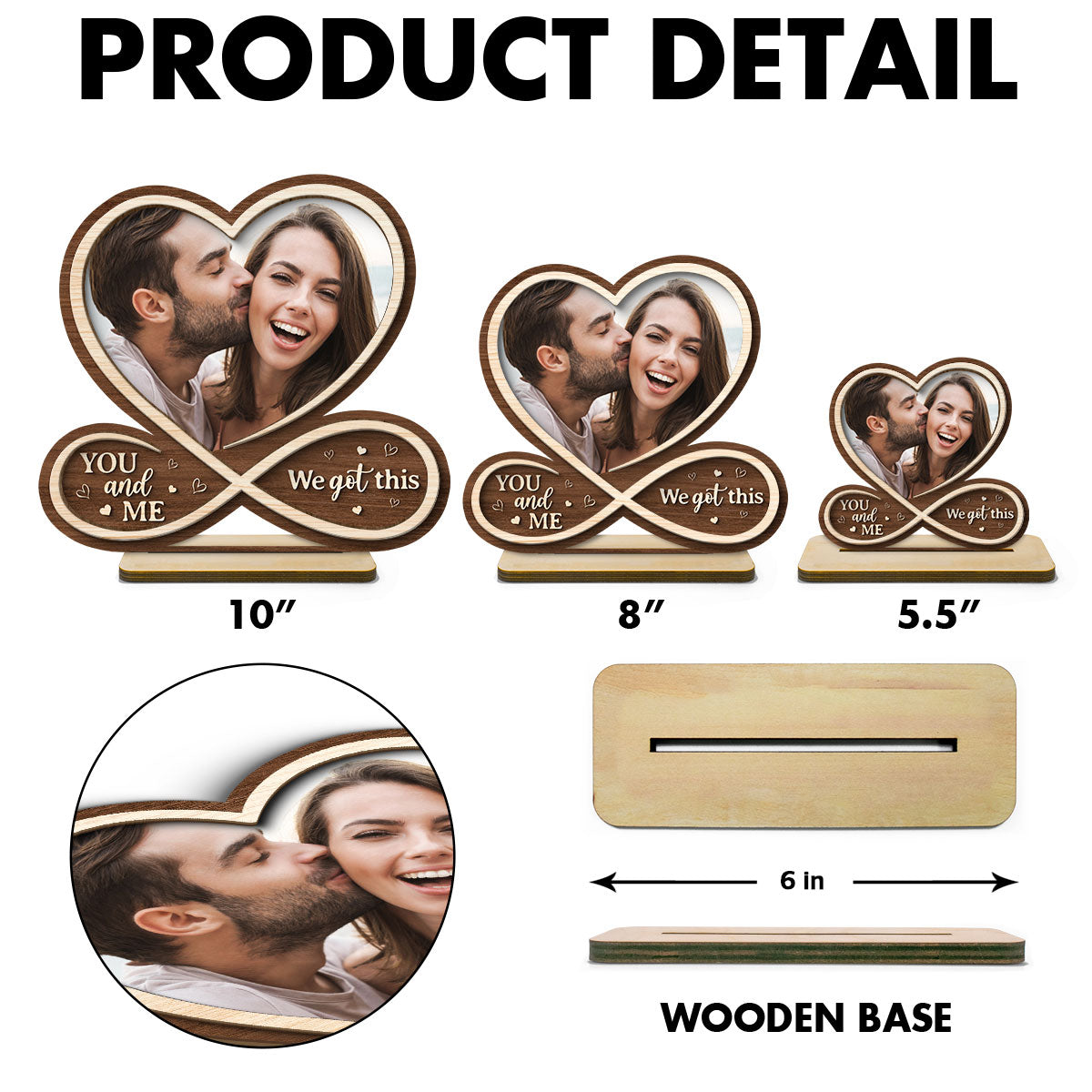 Infinity Custom Couple Photo Personalized 2-Layer Standing Wooden Plaque, Heartfelt Gift For Couple, For Him, For Her, Boyfriend, Girlfriend, Husband, Wife