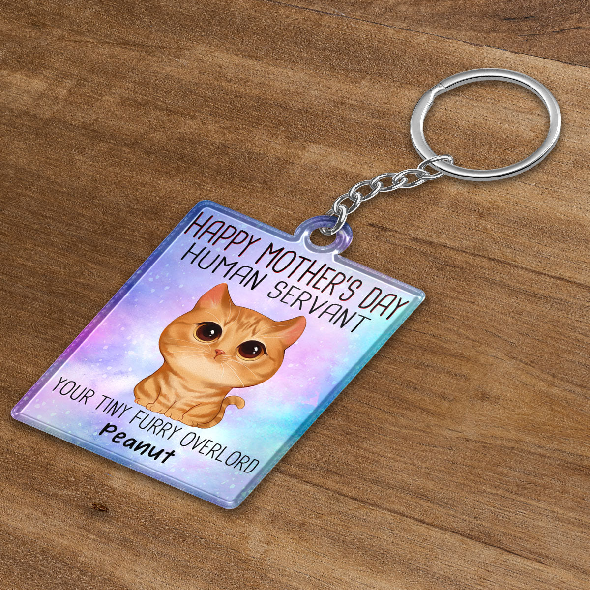 Watercolor Cute Cats Happy Mother‘s Day Cat Human Servant Personalized Acrylic Keychain
