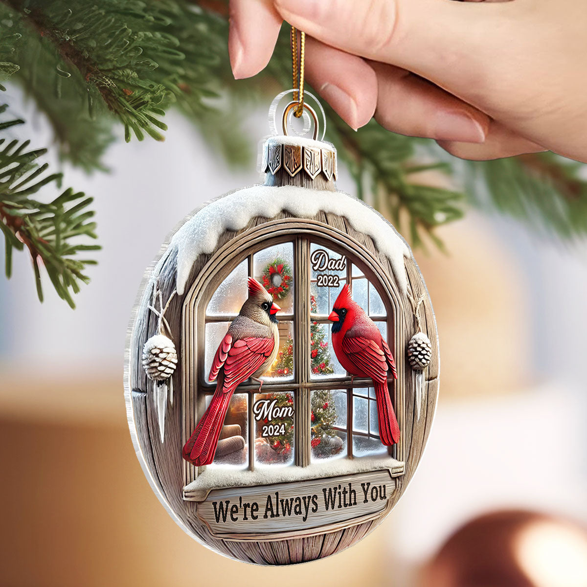 Memorial Cardinal Outside Window 3D Effect Sympathy Gift Remembrance Keepsake Personalized Acrylic Flat Ornament_Onboarding