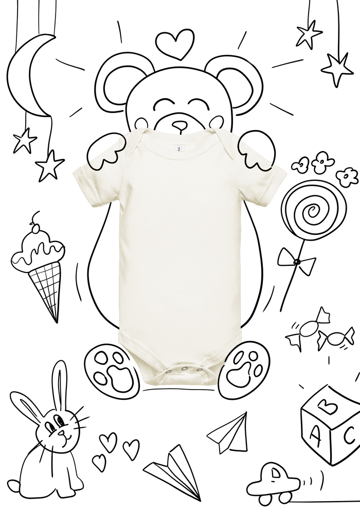 New_P_Baby Short Sleeve One Piece | Bella + Canvas 100B | DTG printing