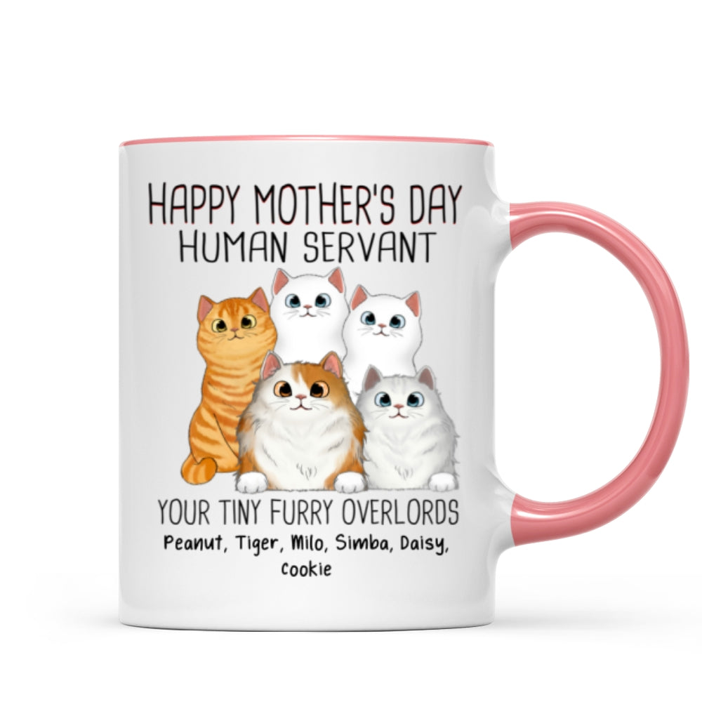 2DEMO_Happy Mother‘s Day Cat Human Servant Peeking Fluffy Cats Personalized Mug