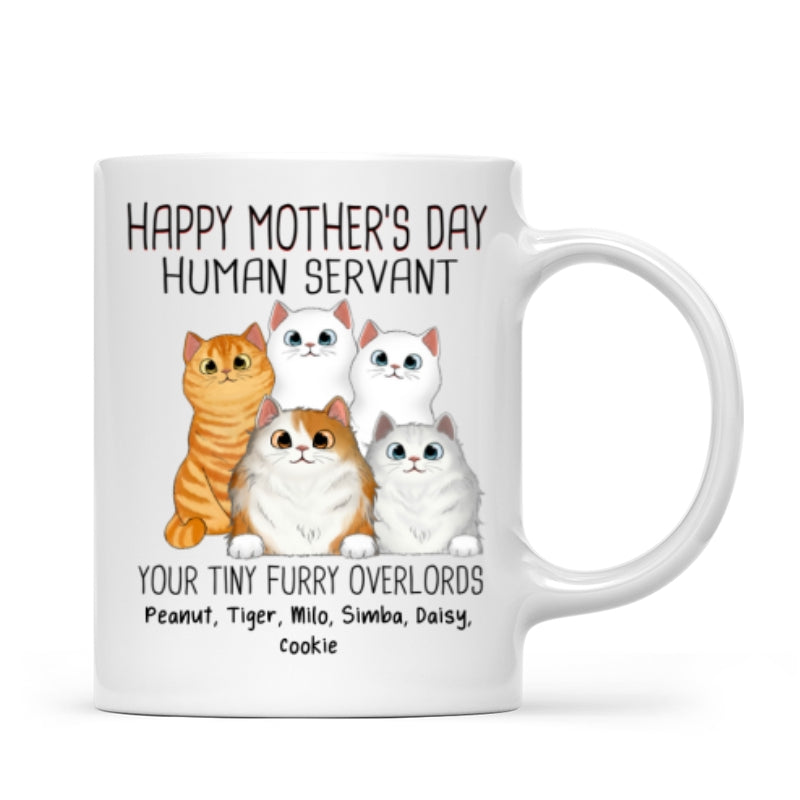 DEMO_Happy Mother‘s Day Cat Human Servant Peeking Fluffy Cats Personalized Mug