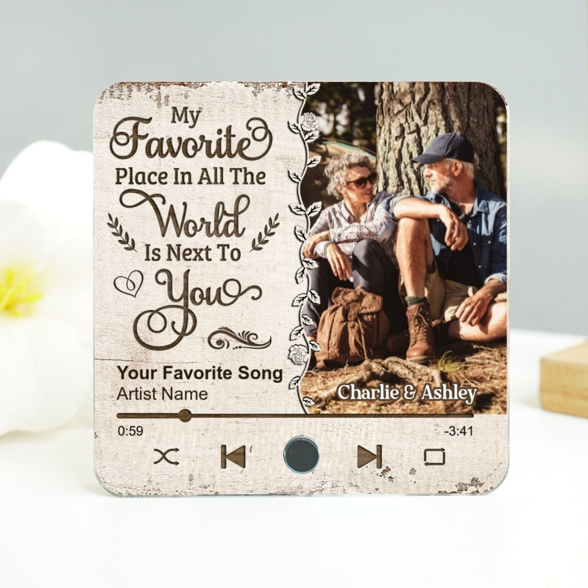 Favorite Place In The World Couple Custom Photo Personalized Music Fridge Magnet, Valentine's Day Gift For Him, For Her