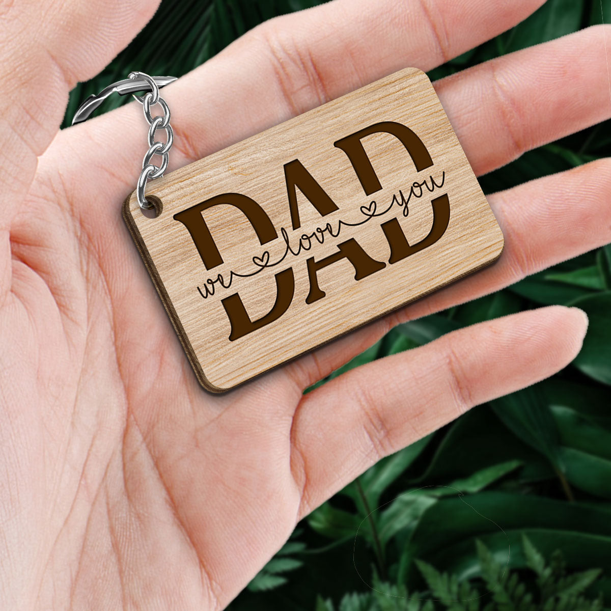Best Dad Ever Crossed Hands Man Doll Kids Dog Cat Personalized Wooden Keychain