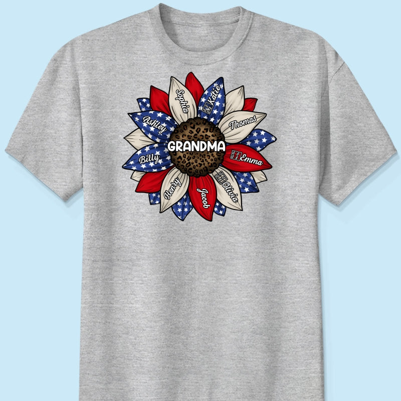 Grandma Leopard Nation Flag Sunflower Personalized Shirt