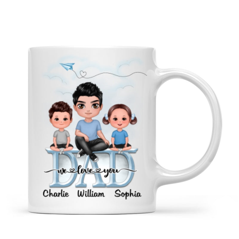 (campaign nang) Doll Dad Grandpa And Kids On Text Personalized Mug (campaign nang)