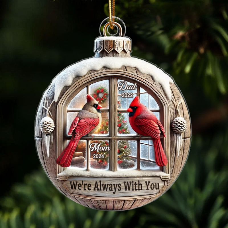 Memorial Cardinal Outside Window 3D Effect Sympathy Gift Remembrance Keepsake Personalized Acrylic Flat Ornament