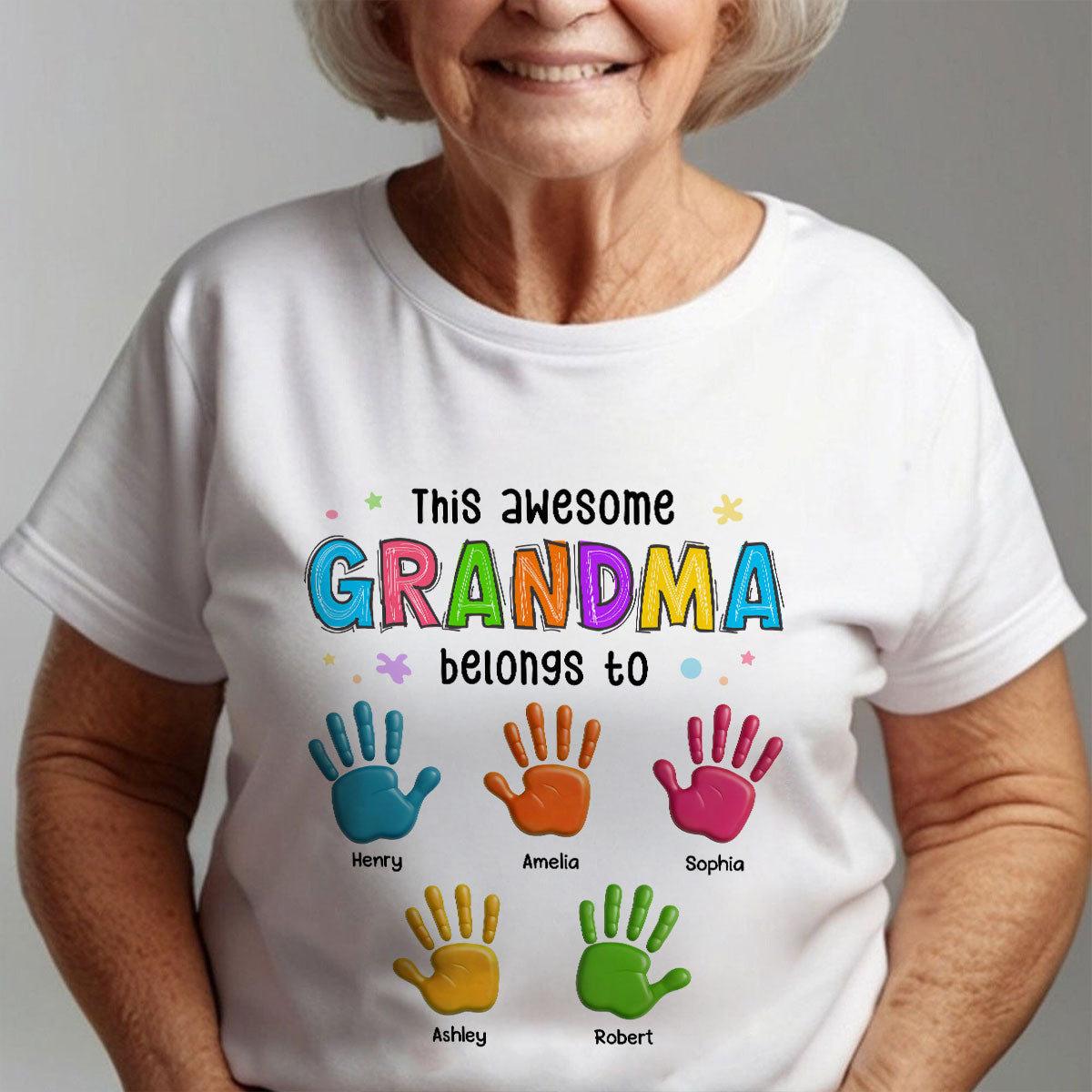 Belongs To Hand Paw 3D Effect Colorful Handprints Personalized Shirt