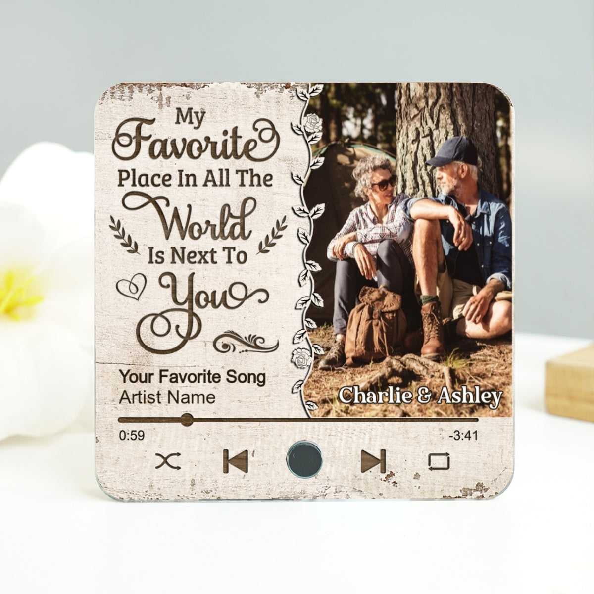 Favorite Place In The World Couple Custom Photo Personalized Music Fridge Magnet, Gift For Him, For Her