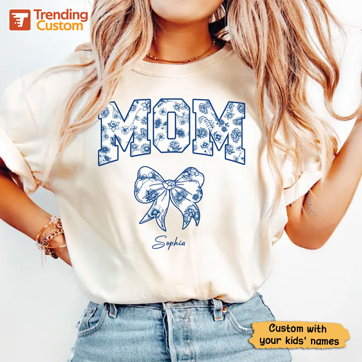 Mom Mama Grandma Chinoiserie Coquette Personalized Shirt, Gift for mom, grandma