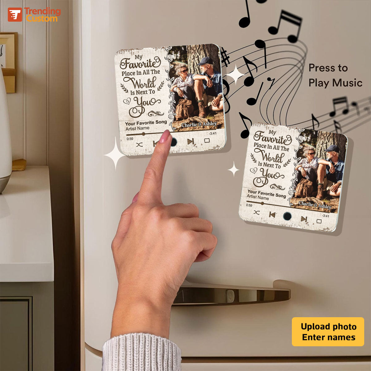 Favorite Place In The World Couple Custom Photo Personalized Music Fridge Magnet, Valentine's Day Gift For Him, For Her