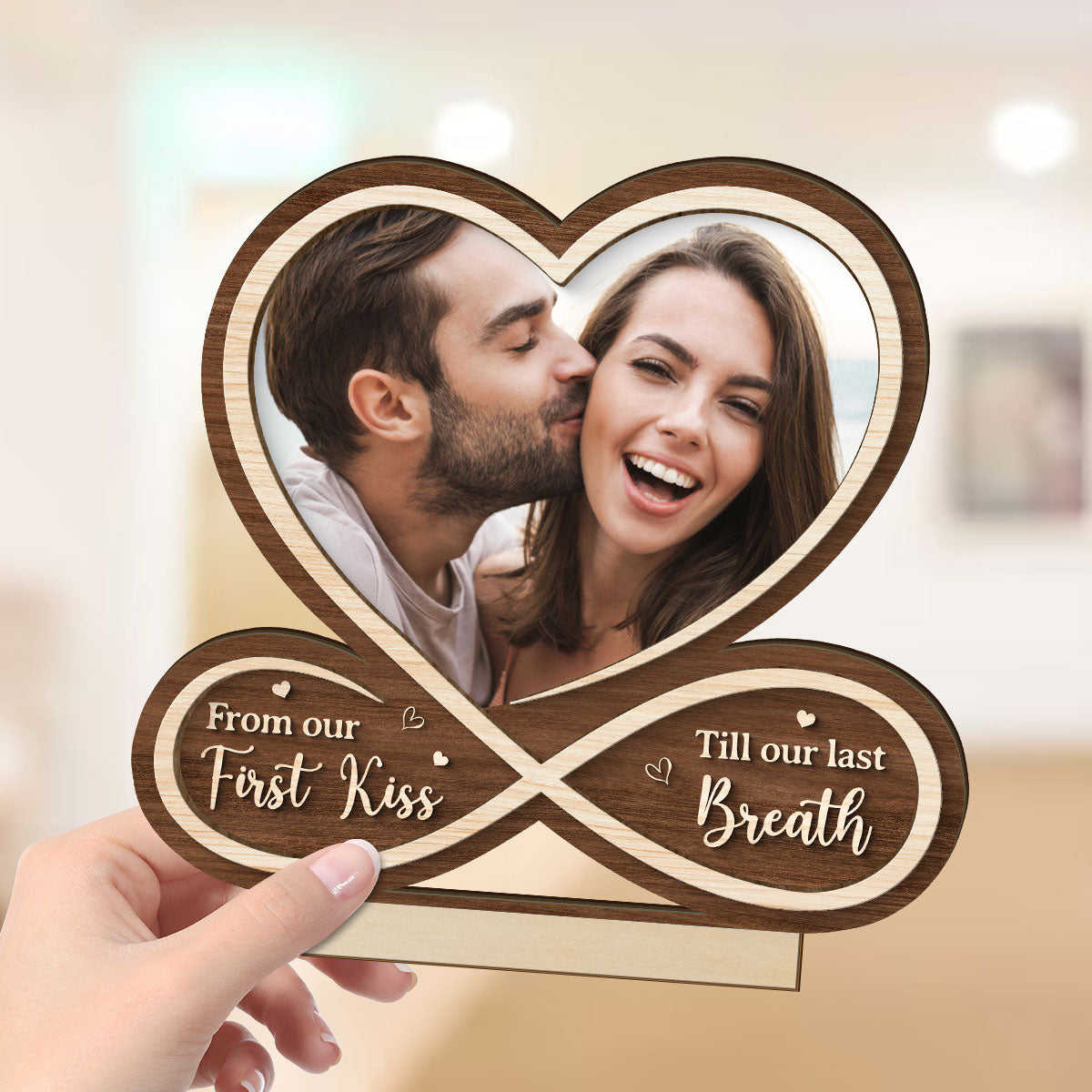 Infinity Custom Couple Photo Personalized 2-Layer Standing Wooden Plaque, Heartfelt Gift For Couple, For Him, For Her, Boyfriend, Girlfriend, Husband, Wife_Onboarding