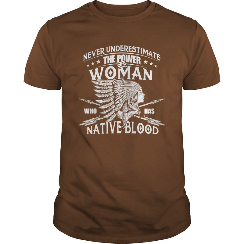 NATIVE AMERICAN  THE POWER OF A WOMAN WHO HAS NATIVE BLOOD T SHIRT