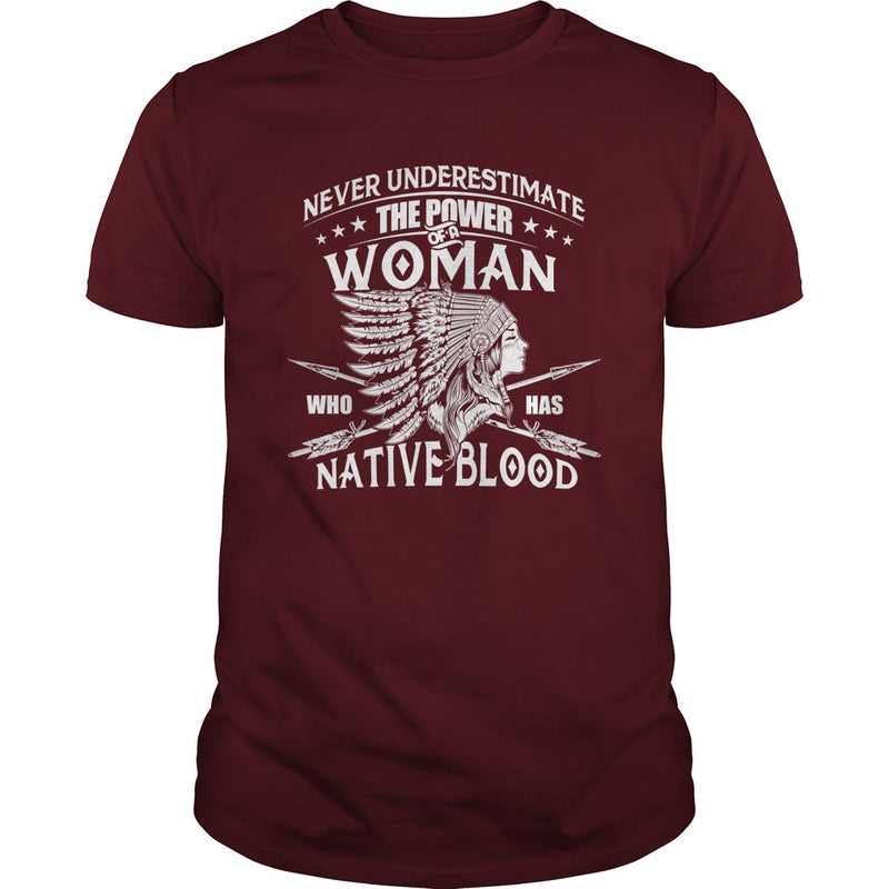 NATIVE AMERICAN  THE POWER OF A WOMAN WHO HAS NATIVE BLOOD T SHIRT