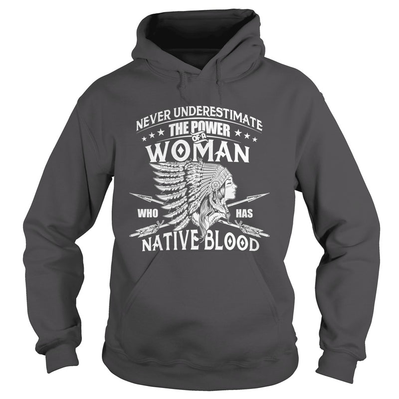 NATIVE AMERICAN  THE POWER OF A WOMAN WHO HAS NATIVE BLOOD T SHIRT