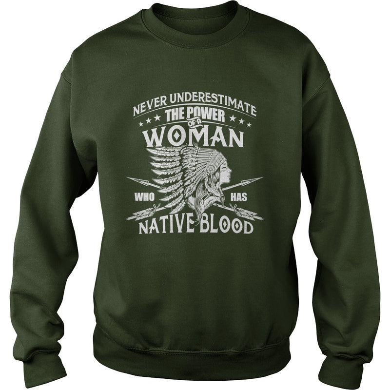 NATIVE AMERICAN  THE POWER OF A WOMAN WHO HAS NATIVE BLOOD T SHIRT