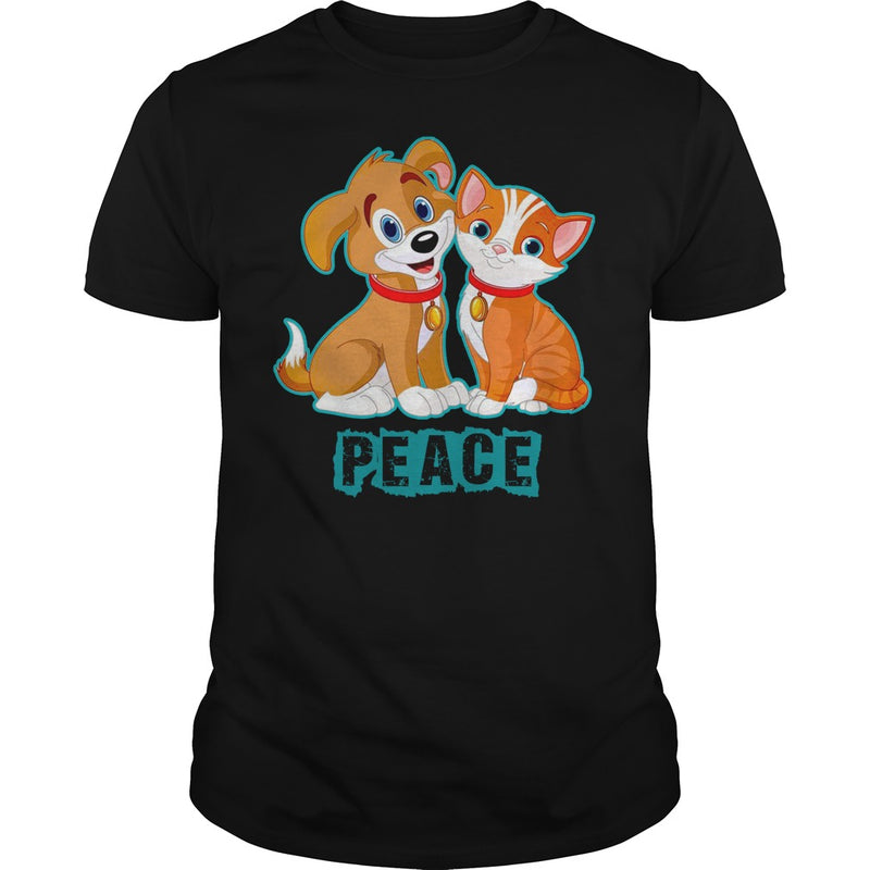 FUNNY HUG KISS WORLD PEACE CAT DOG LOVERS GIFTS T-SHIRTS