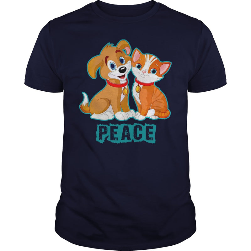 FUNNY HUG KISS WORLD PEACE CAT DOG LOVERS GIFTS T-SHIRTS