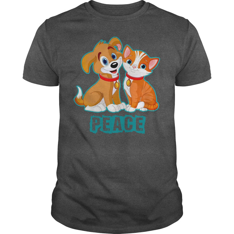 FUNNY HUG KISS WORLD PEACE CAT DOG LOVERS GIFTS T-SHIRTS