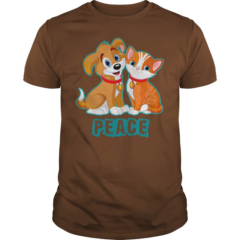 FUNNY HUG KISS WORLD PEACE CAT DOG LOVERS GIFTS T-SHIRTS