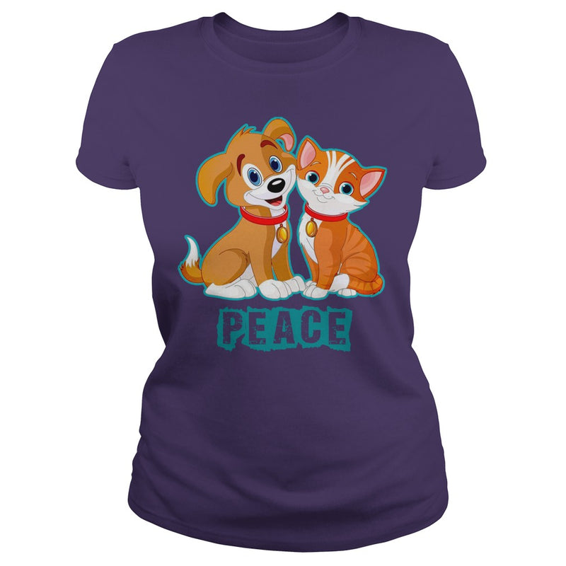 FUNNY HUG KISS WORLD PEACE CAT DOG LOVERS GIFTS T-SHIRTS