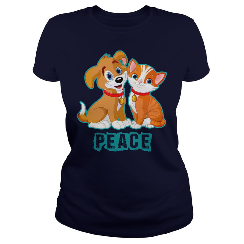 FUNNY HUG KISS WORLD PEACE CAT DOG LOVERS GIFTS T-SHIRTS