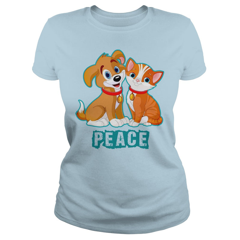 FUNNY HUG KISS WORLD PEACE CAT DOG LOVERS GIFTS T-SHIRTS