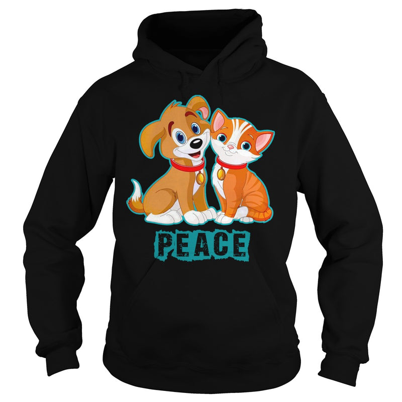 FUNNY HUG KISS WORLD PEACE CAT DOG LOVERS GIFTS T-SHIRTS