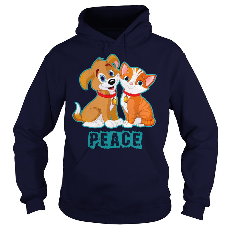 FUNNY HUG KISS WORLD PEACE CAT DOG LOVERS GIFTS T-SHIRTS