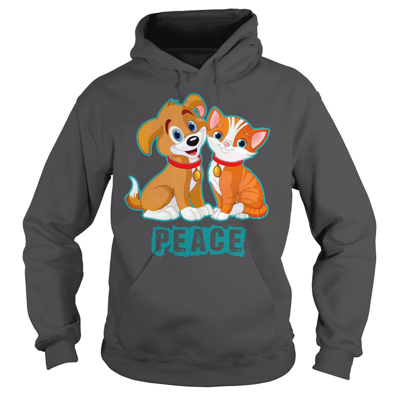 FUNNY HUG KISS WORLD PEACE CAT DOG LOVERS GIFTS T-SHIRTS