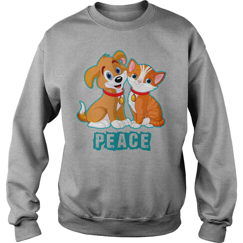 FUNNY HUG KISS WORLD PEACE CAT DOG LOVERS GIFTS T-SHIRTS
