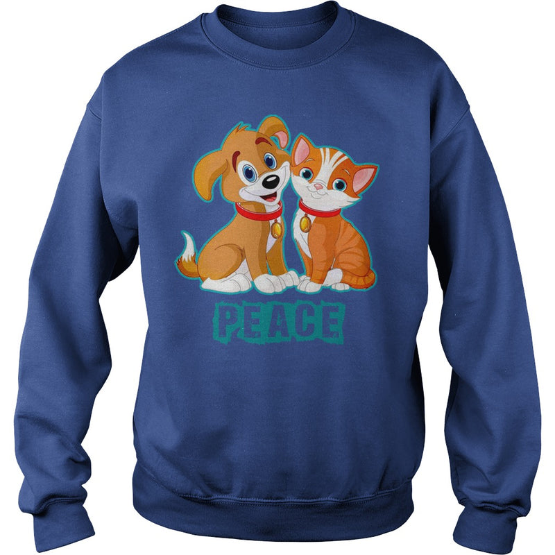 FUNNY HUG KISS WORLD PEACE CAT DOG LOVERS GIFTS T-SHIRTS