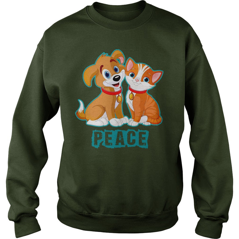 FUNNY HUG KISS WORLD PEACE CAT DOG LOVERS GIFTS T-SHIRTS