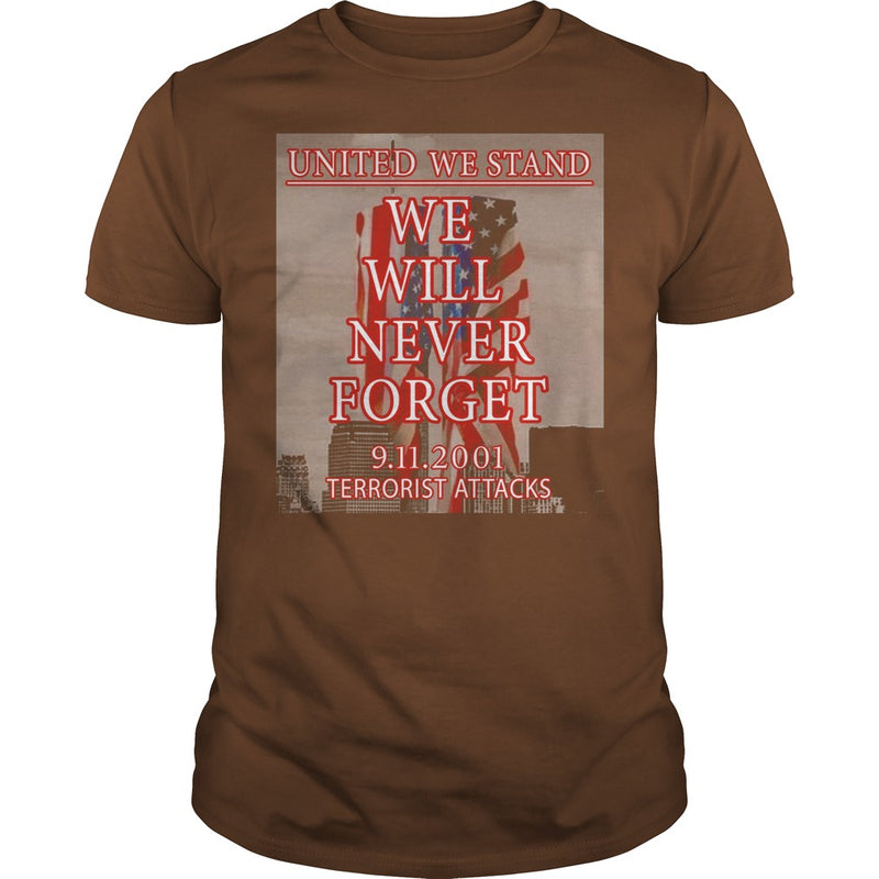 UNITED WE STAND  911 NEVER FORGET PATRIOT DAY T-SHIRT