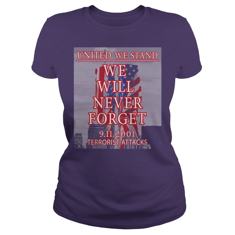 UNITED WE STAND  911 NEVER FORGET PATRIOT DAY T-SHIRT
