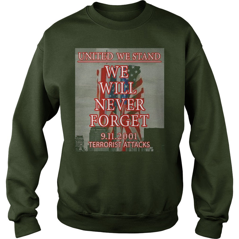 UNITED WE STAND  911 NEVER FORGET PATRIOT DAY T-SHIRT