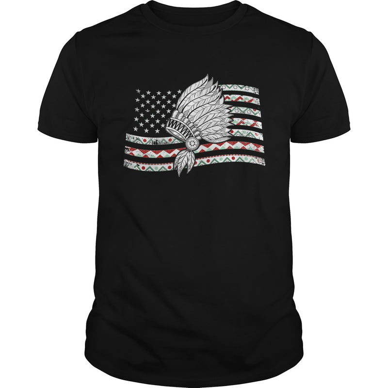 NATIVE AMERICAN T SHIRT NATIVE IN MY FLAG US T SHIRT