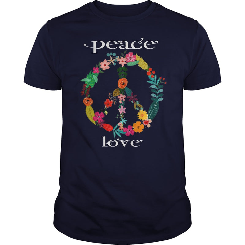 FLOWER PEACE SYMBOL T-SHIRT GIFT FOR PEACE DAY