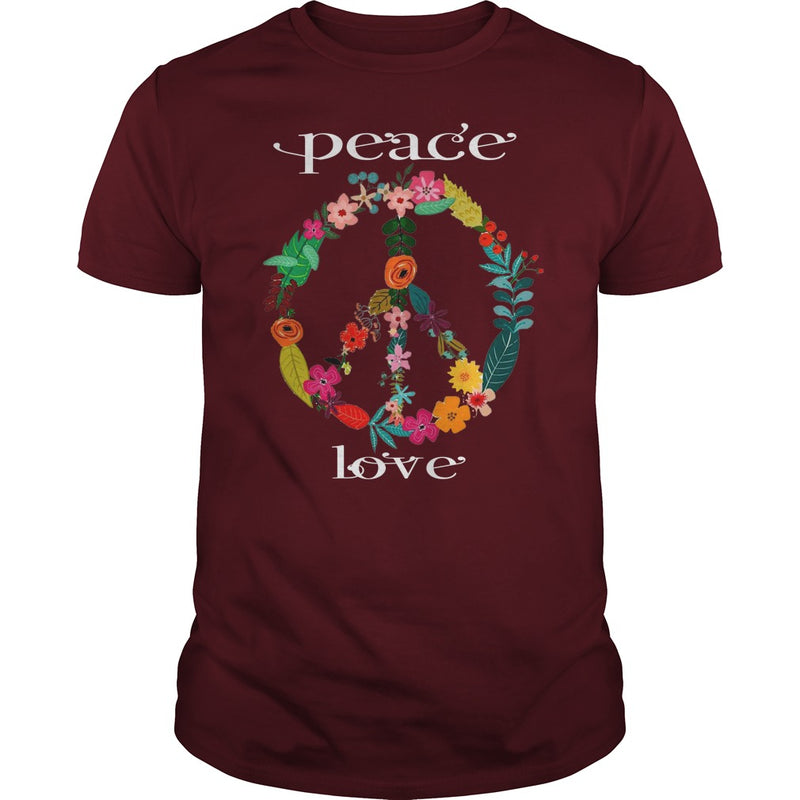 FLOWER PEACE SYMBOL T-SHIRT GIFT FOR PEACE DAY