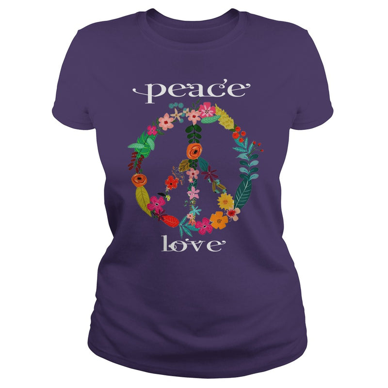 FLOWER PEACE SYMBOL T-SHIRT GIFT FOR PEACE DAY
