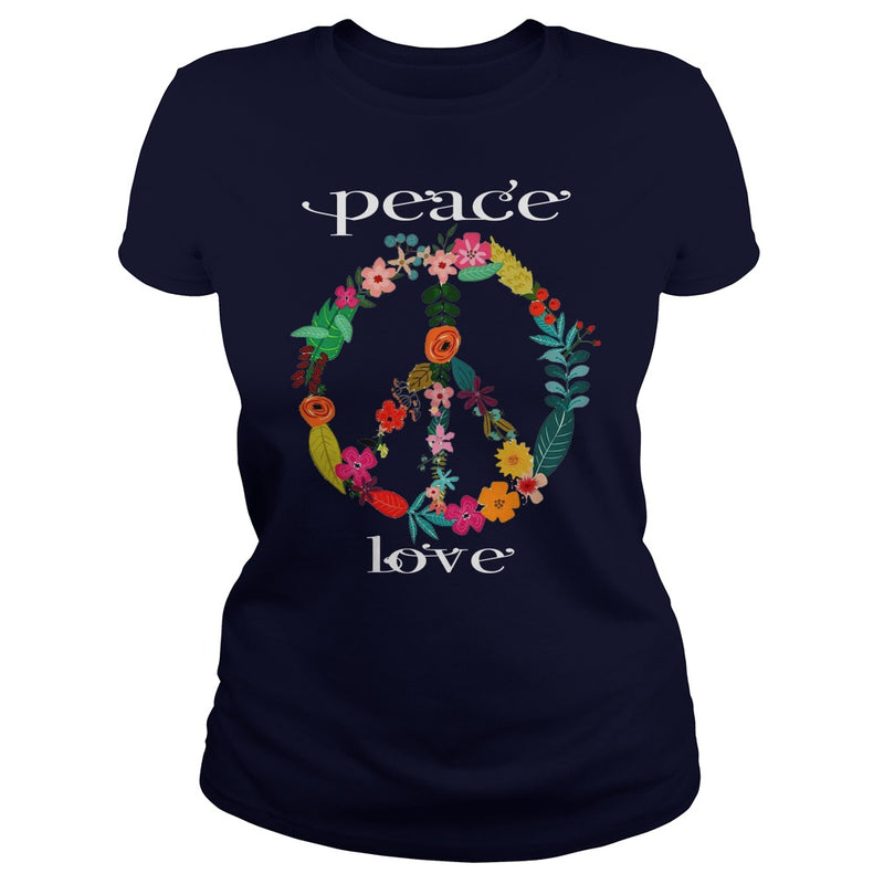 FLOWER PEACE SYMBOL T-SHIRT GIFT FOR PEACE DAY