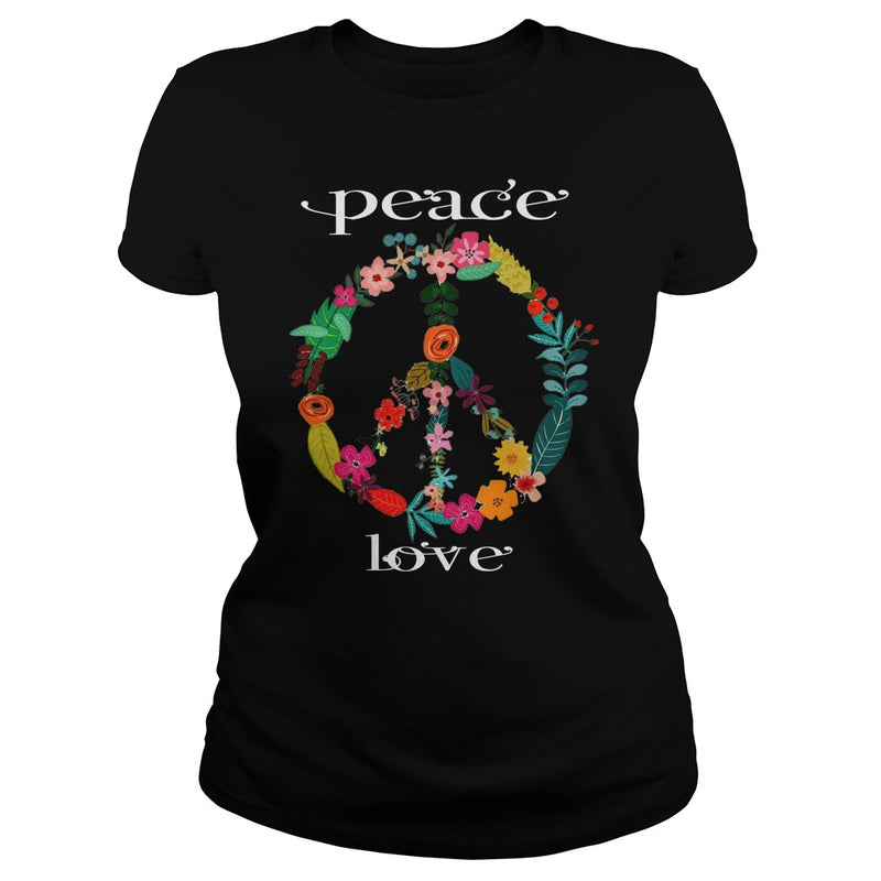 FLOWER PEACE SYMBOL T-SHIRT GIFT FOR PEACE DAY