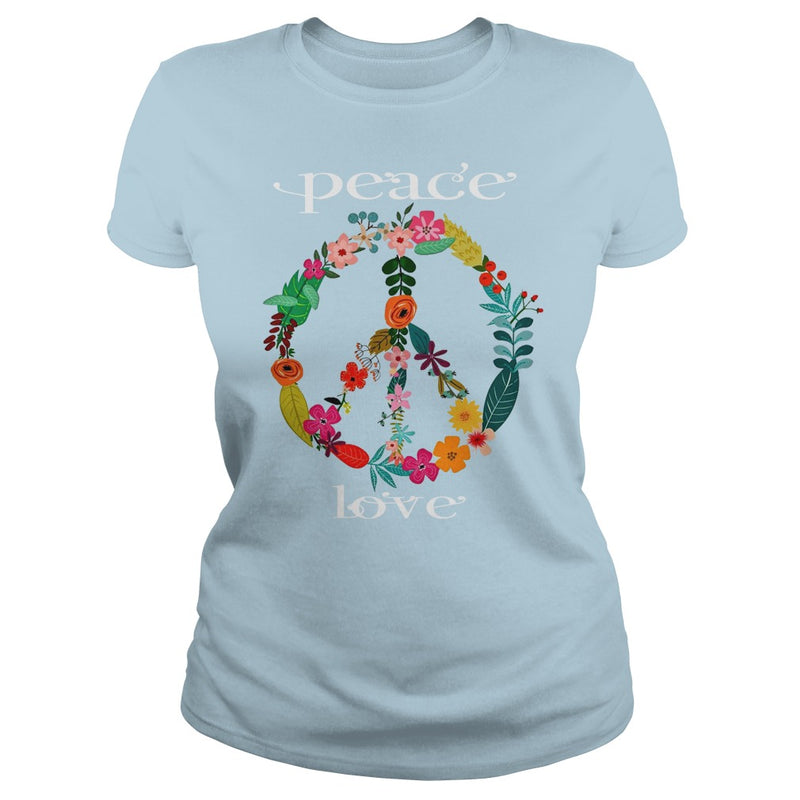 FLOWER PEACE SYMBOL T-SHIRT GIFT FOR PEACE DAY