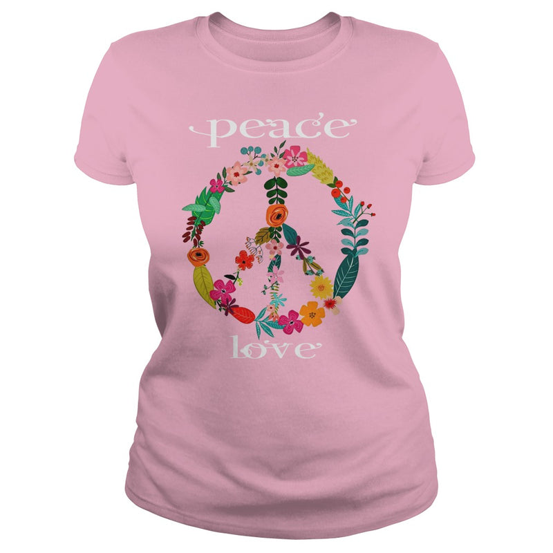 FLOWER PEACE SYMBOL T-SHIRT GIFT FOR PEACE DAY